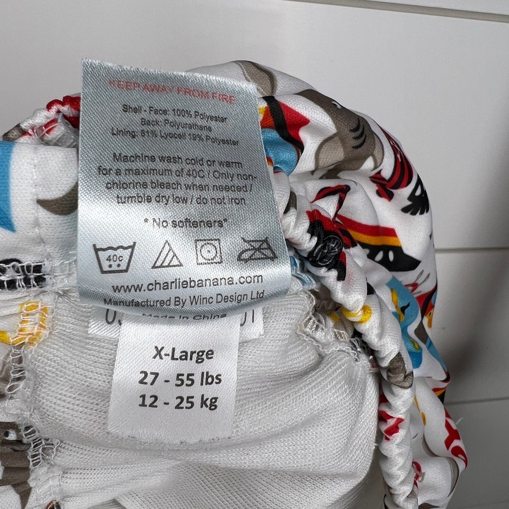 Charlie Banana Baby Swim Diaper - White with Multicolor Print - Picture 7 of 7